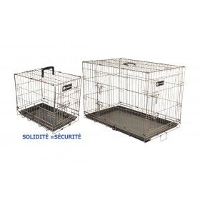 Cage métal pliante fond ABS pour transport chien