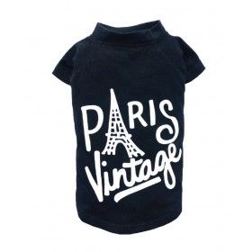 T-shirt noir pour chien PARIS Vintage