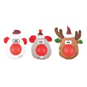 Lot de 3 peluches de Noël avec balle sonore 21 cm