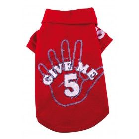 T-shirt rouge "Give me 5"